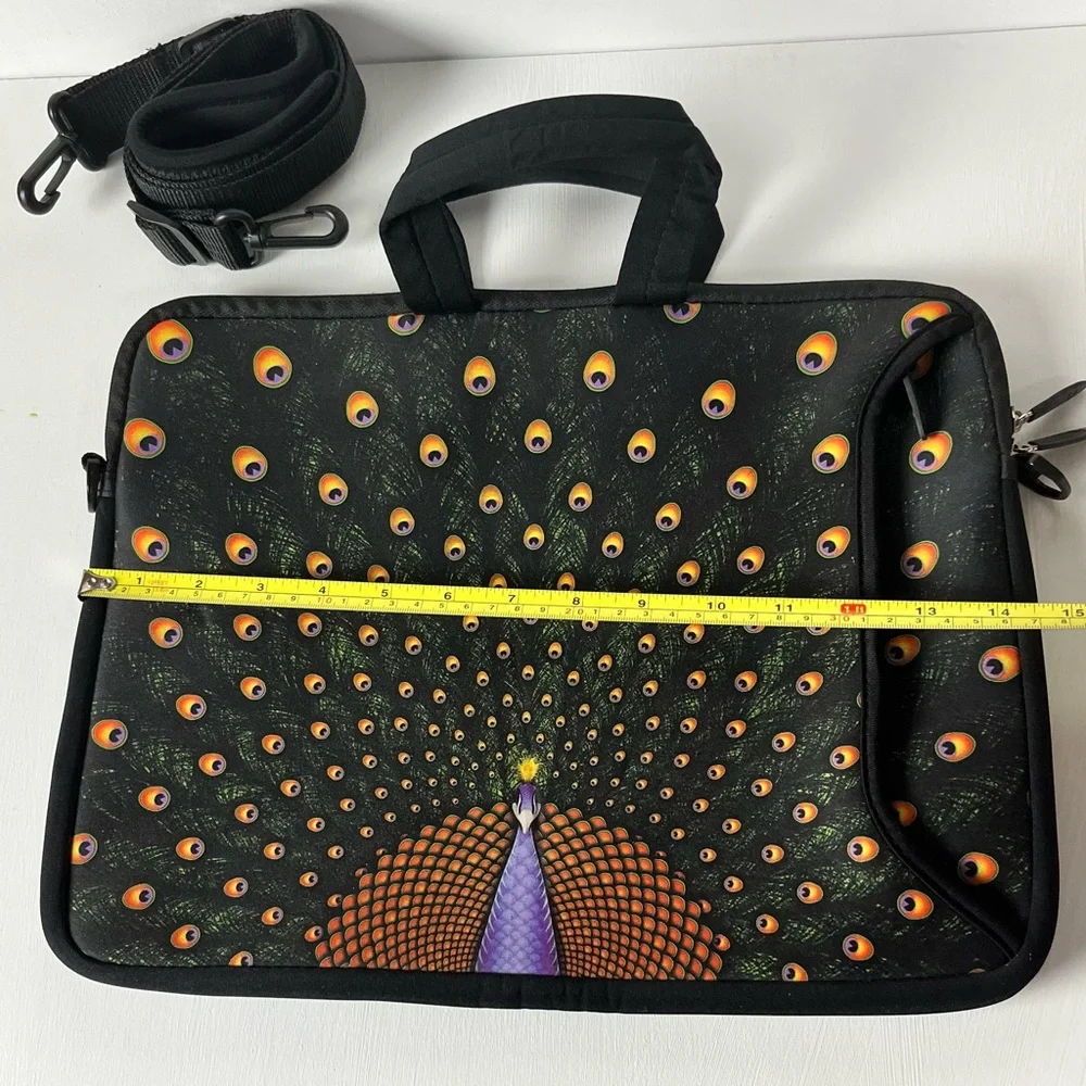 Peacock Laptop Bag with Handles and Shoulder Straps
